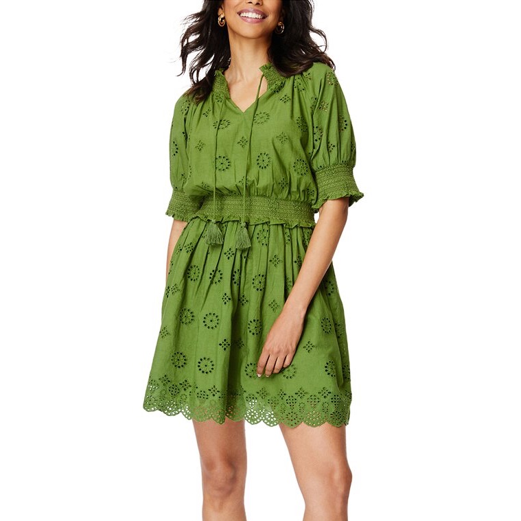 Roller Rabbit Eyelet Fiorella Dress In Green